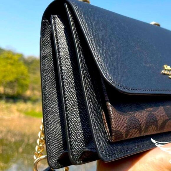 Coach Pebbled Klare Crossbody Gold Black Convertible Shoulder Purse Bag - Picture 1 of 6